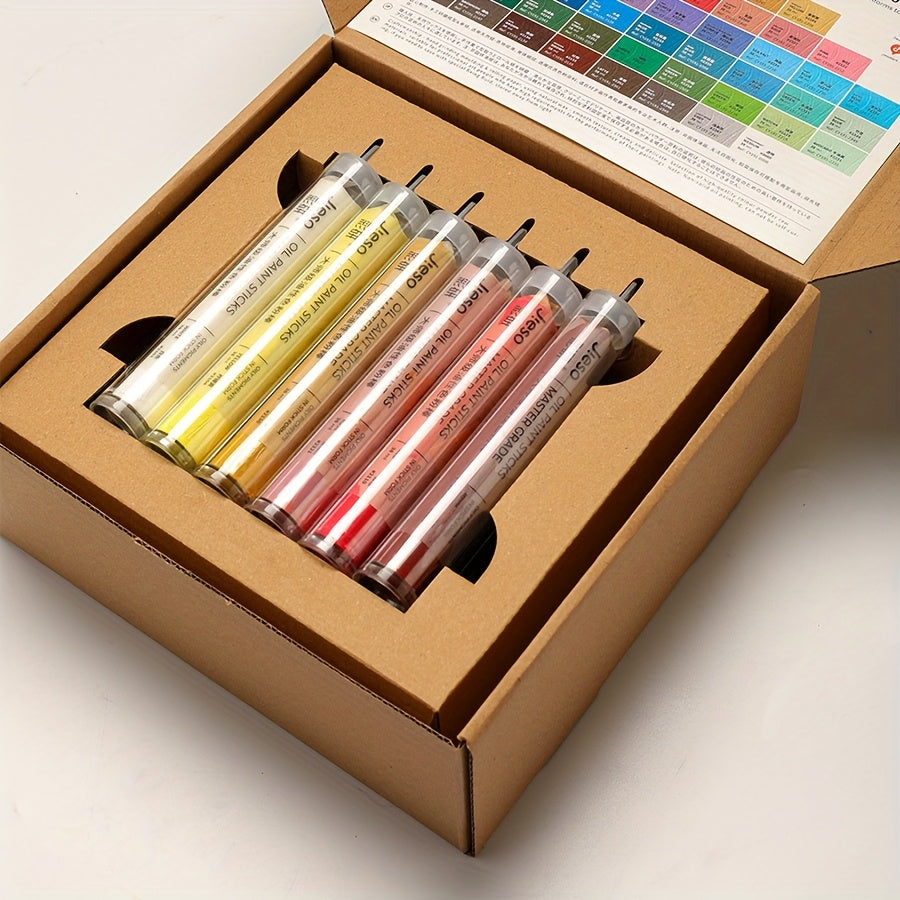 This JIESO Oil Pastel Set, a Super Large Colored Oil Crayon Kit (12pcs), Features Artist-Grade Oil Painting Sticks - 12 Vibrant Colors with a Soft Texture, Perfect for Filling Large Areas in Artwork