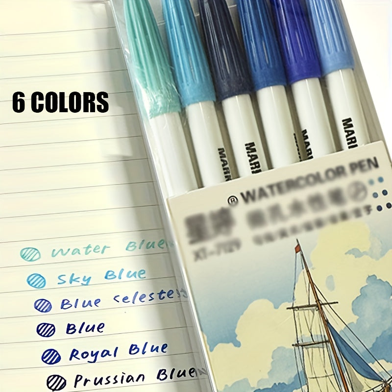 36-color Watercolor Pen Hand-painted Set, Color Liner Pen for Art Students, Light-resistant Sketch Drawing Pen, 6-pack Artist Tool Illustration Diary Hand-written Pen DIY Creation Comic Design, Perfect Gift for Christmas and Halloween