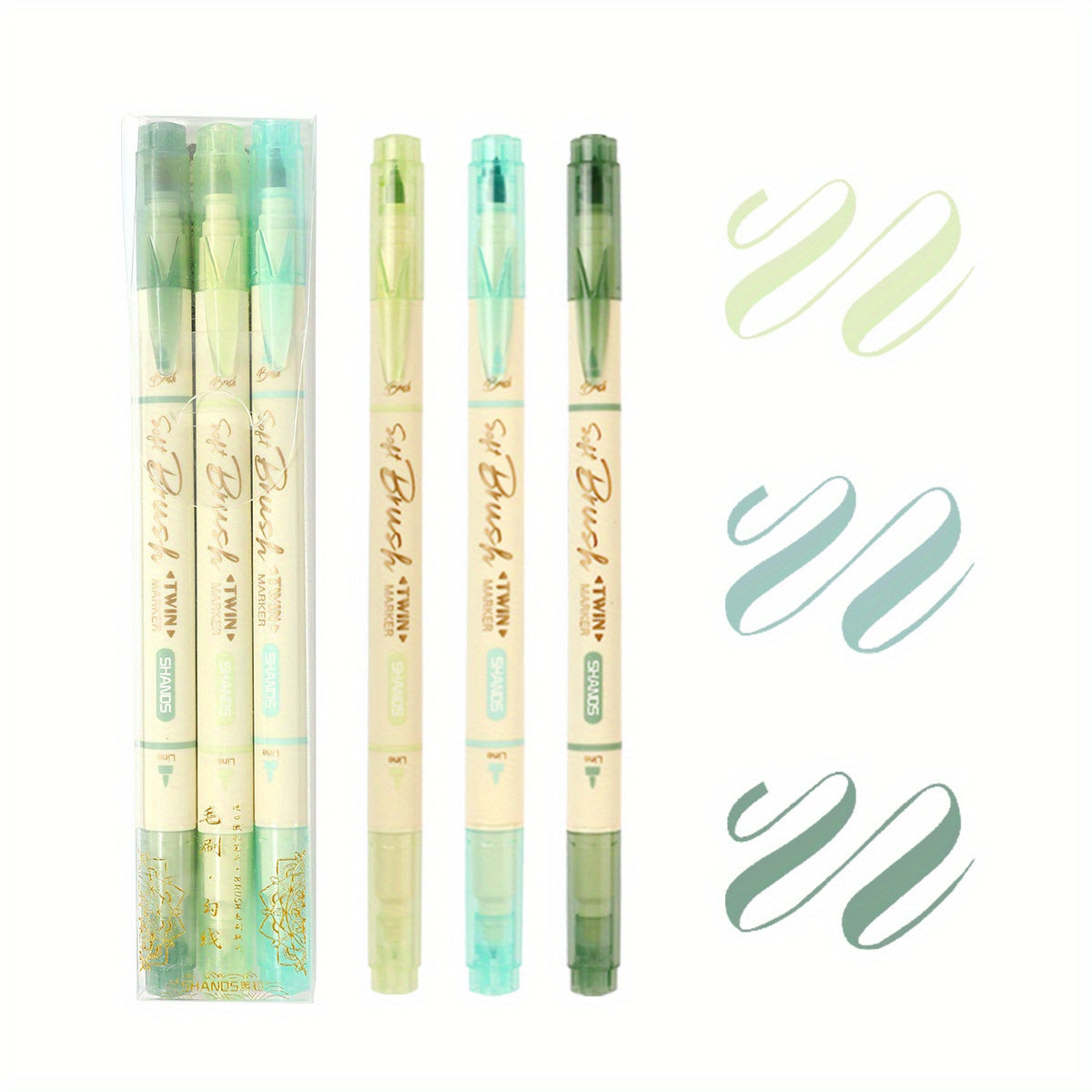 3pcs Dual-Tip Water-Based Markers, 18 Colors Available, Brush Tip for Outlining, School Art Supplies, Popular with Students for Halloween and Christmas Drawing