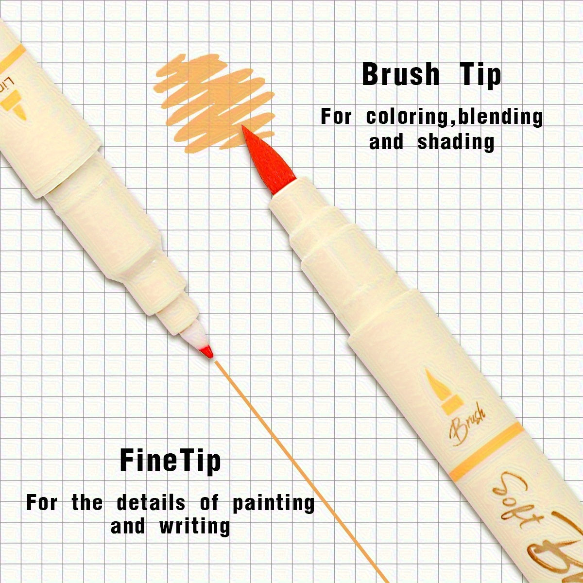 3pcs Dual-Tip Water-Based Markers, 18 Colors Available, Brush Tip for Outlining, School Art Supplies, Popular with Students for Halloween and Christmas Drawing