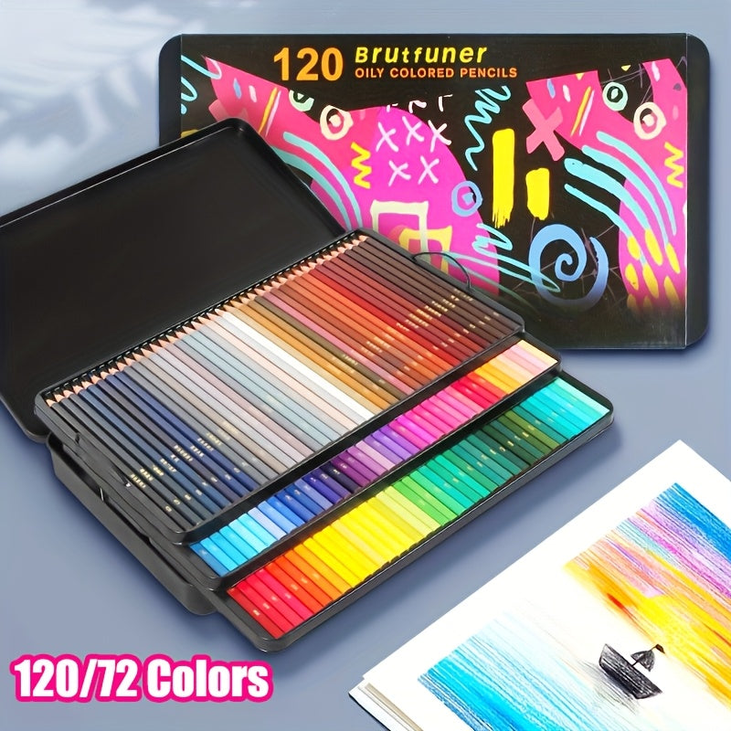 120\u002F72 Colors Square Barrels Pastel Professional Colored Pencil Oily Drawing Pencils Tin Box for Sketch Art Set Gift Supplies