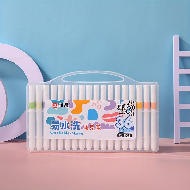 Washable Markers And Watercolor Pens Available in 12, 18, 24, Or 36 Colors, Suitable for Professional Artistic Use, Ideal for Coloring, Marking, And Drawing. They Feature Vibrant Colors, Smooth Writing, Are Favored by Students