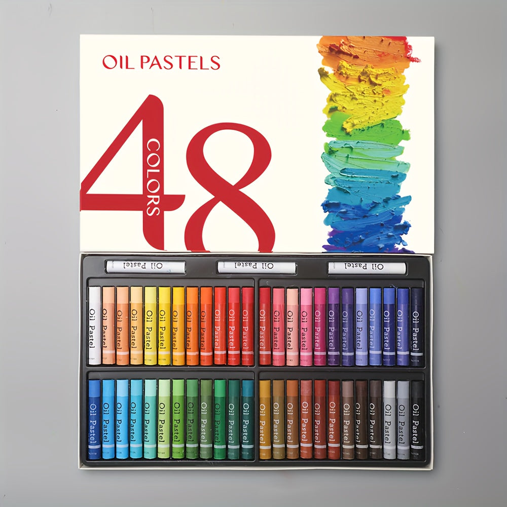 JIESO 48-Color Heavy Oil Pastels in Macaron And Morandi Color Palettes, Featuring Classic Colors, Includes 3 Sticks, Ideal for Professional for art Enthusiasts