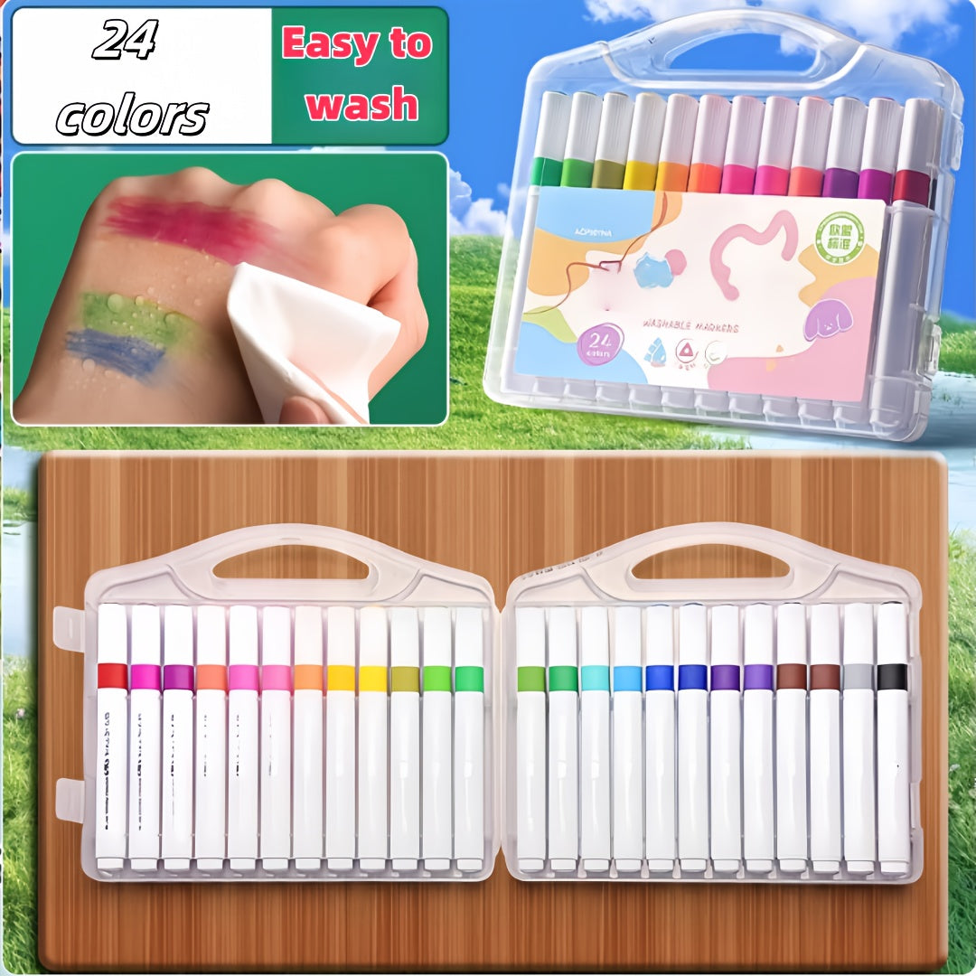 Painting Watercolor Markers Non-Toxic Washable Watercolor Paint Marker Set | Large Capacity Hand-Drawn Doodle Art Portable Coloring