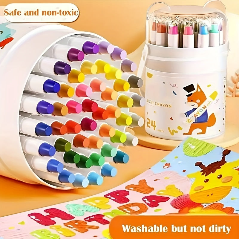 12\u002F24\u002F36\u002F48pcs Crayons • Oil Pastels • Non-Dirty Hands • Washable • Safe
