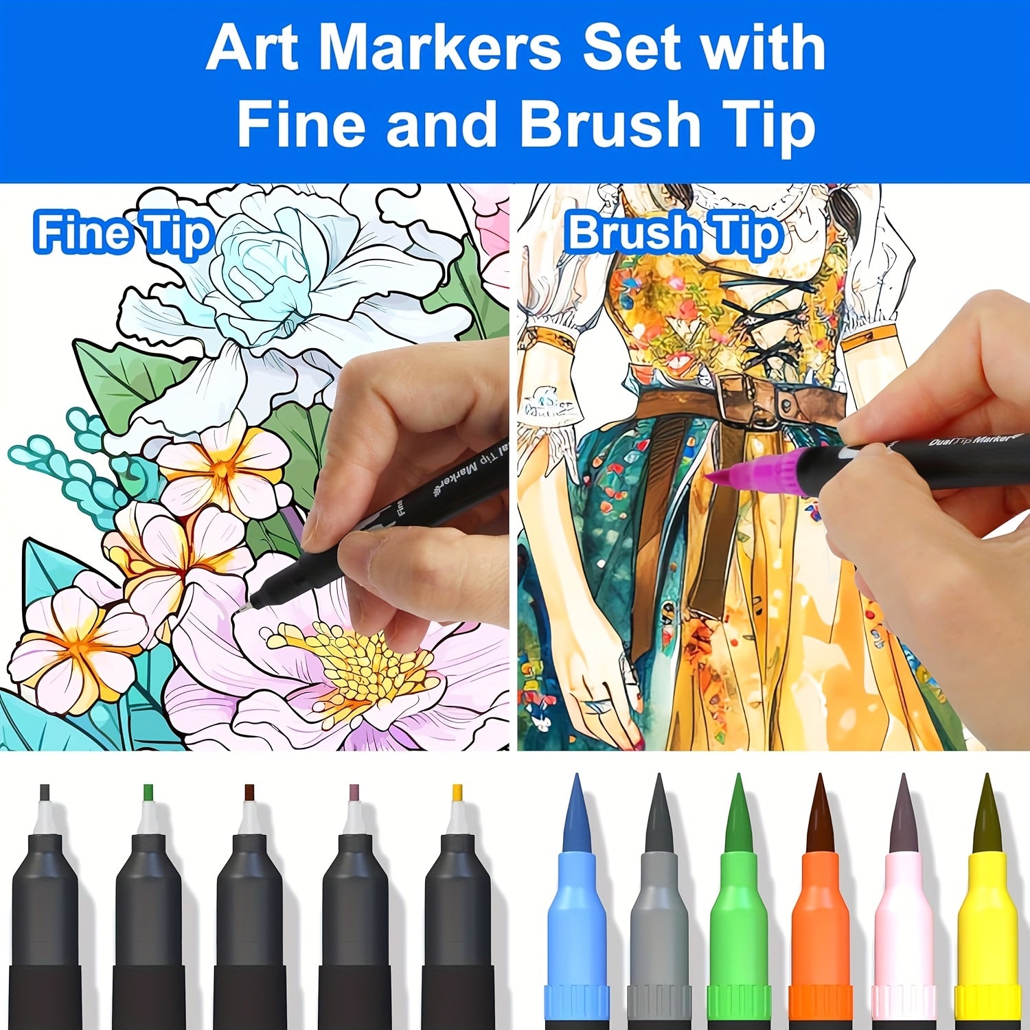 Drawing double-headed marker pen, watercolor pen painting, art-specific hook pen set, graffiti stroke hook pen Christmas Halloween gift Easter school season gift- suitable for note-taking plan diary, Creative Drawing, School Stationery, Watercolor
