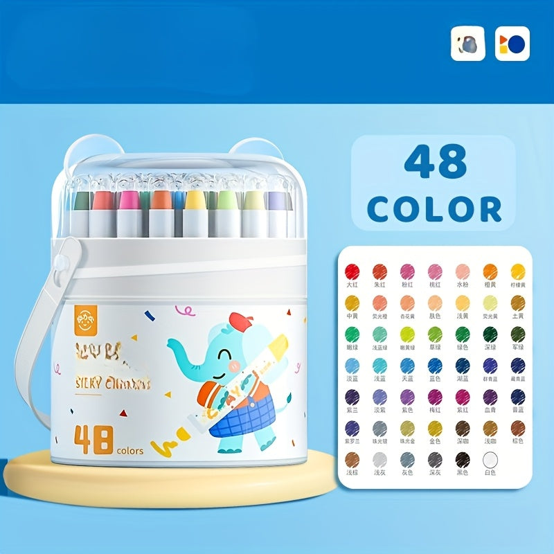 12\u002F24\u002F36\u002F48pcs Crayons • Oil Pastels • Non-Dirty Hands • Washable • Safe