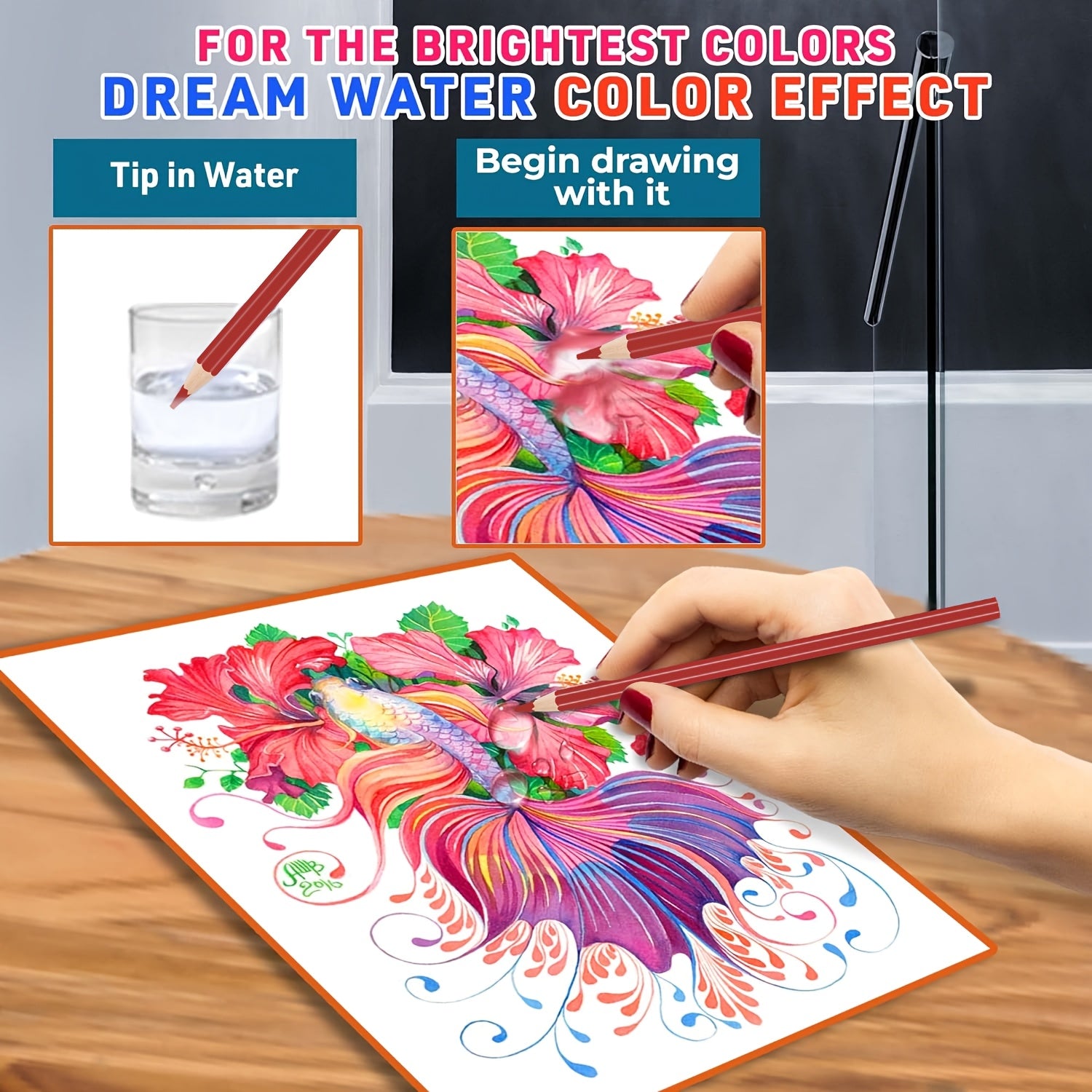 48-Count Professional Watercolor Pencils for Adults • Water-Soluble Colored Art Supplies with Blending & Layering • Wood Case Suitable for Coloring Books, Sketching, Shading • Premium for Artists