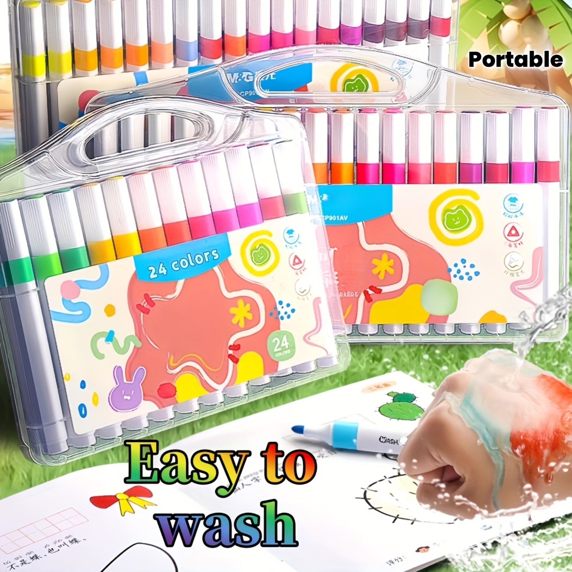 Painting Watercolor Markers Non-Toxic Washable Watercolor Paint Marker Set | Large Capacity Hand-Drawn Doodle Art Portable Coloring