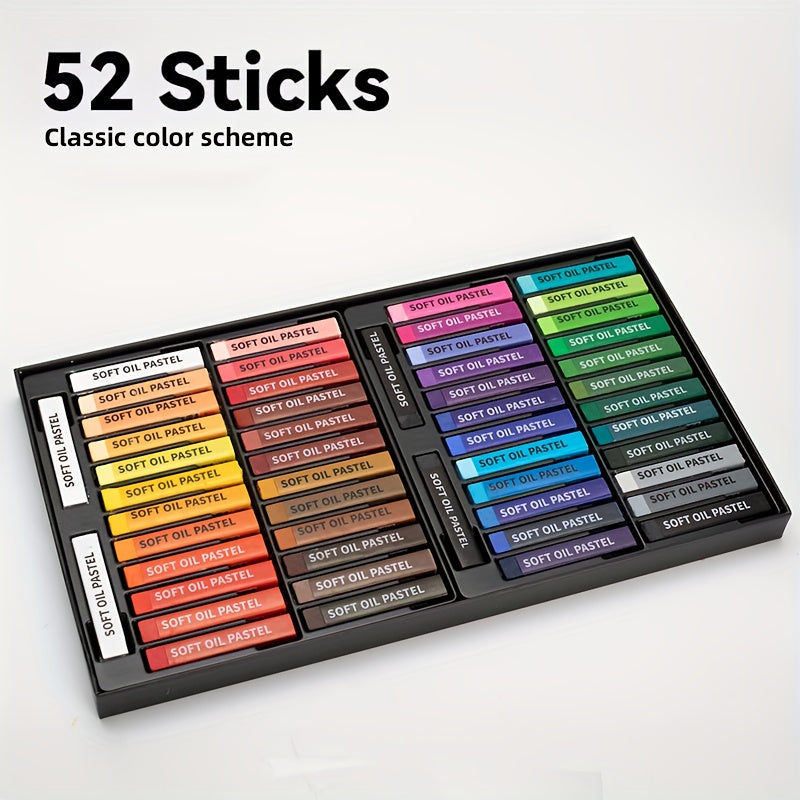 JIESO Professional Square Oil Pastel Set, 48 Vibrant Colors Plus 2 White and Black, 52pcs Set with 3 Color Schemes to Choose From, Artist Soft Oil Pastels for Professional Art Use