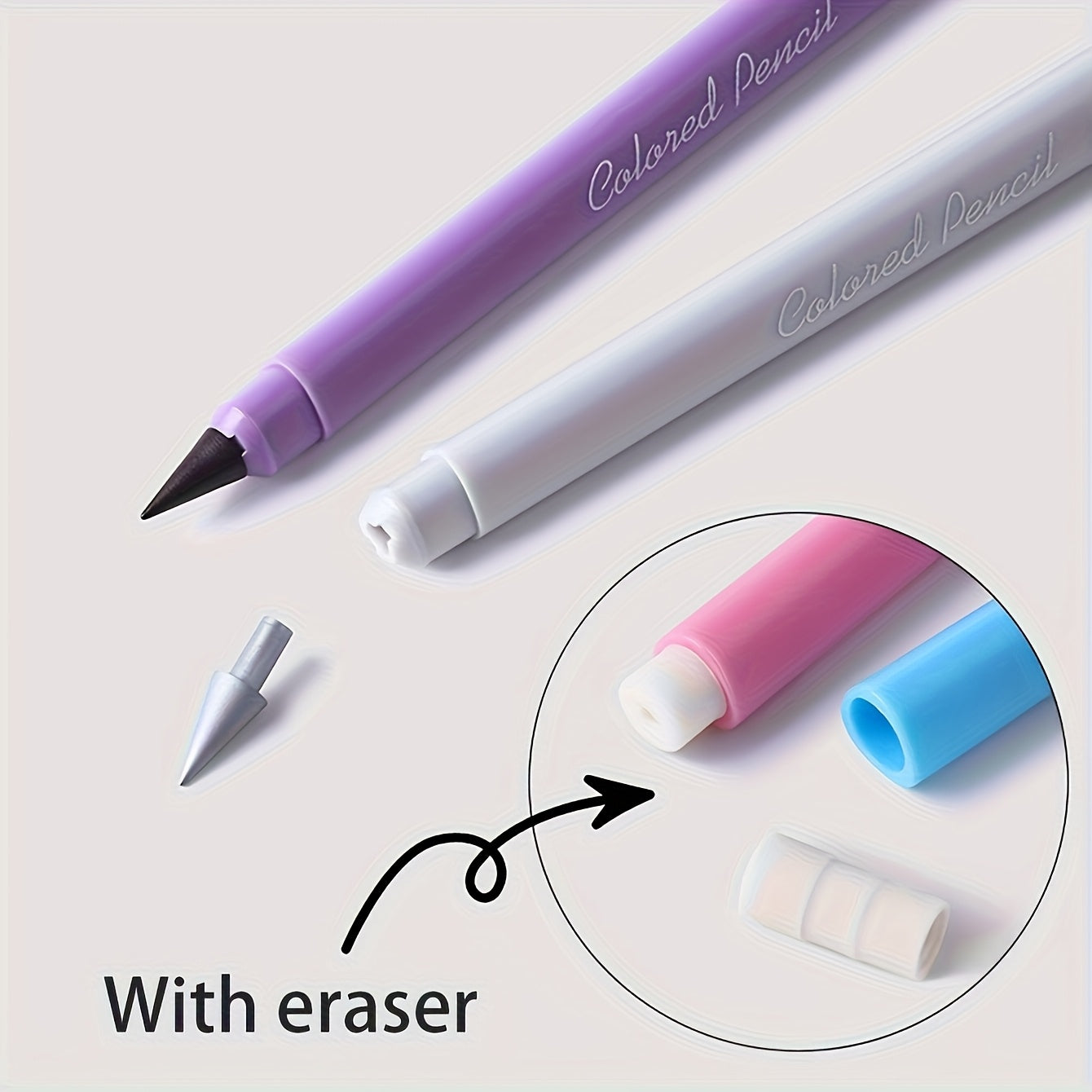 12 erasable eternal color pencil set - Long lasting writing infinite triangular pencil, suitable for students to color, never sharpening eternal inkless pencil, used for sketching and painting