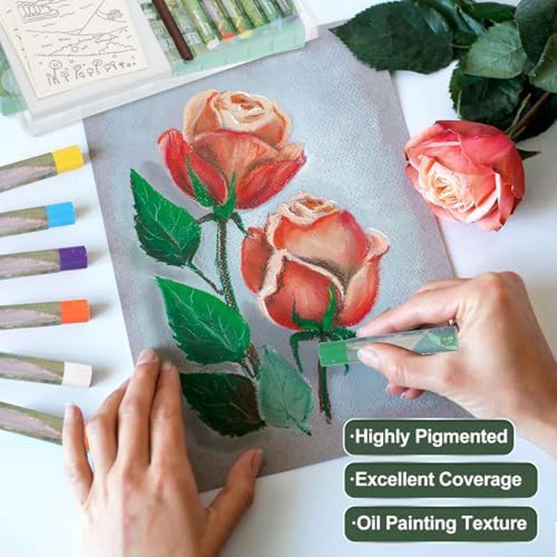 Vibrant Assorted Color Oil Pastels Set | Soft Paint Sticks for Craft, Drawing, Blending, Layering, with Extra Fine Point and Painting Tools