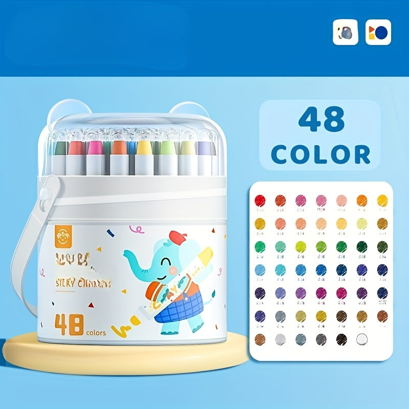 12\u002F24\u002F36\u002F48pcs Crayons • Oil Pastels • Non-Dirty Hands • Washable • Safe