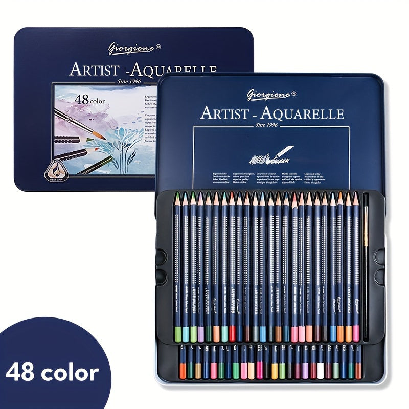 Halloween gifts 1 High-quality Brand Water-based Colored Pencil, Originated In 1996, Bright And Soft Colors, Easy to Color, Water-soluble, Iron Box Packaging, Watercolor Pencils, Perfect Birthday Gift