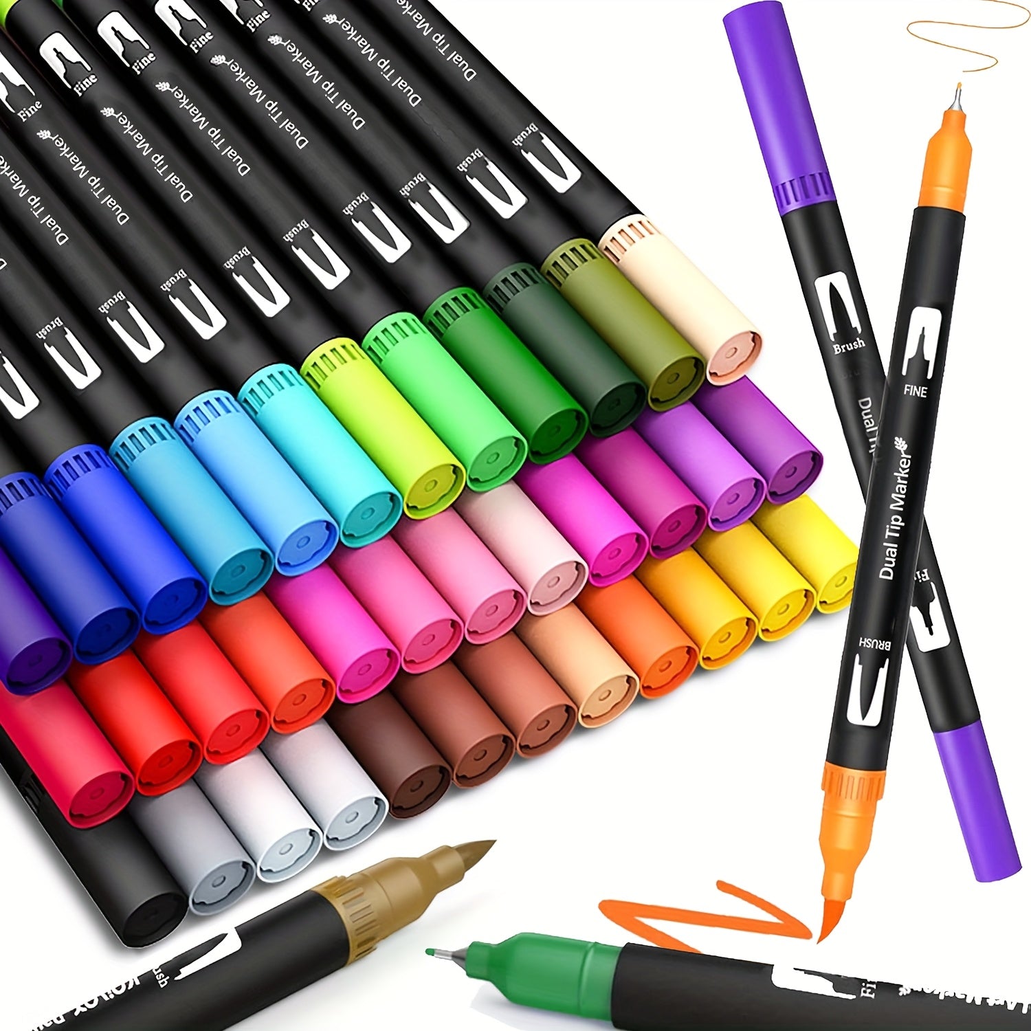 Drawing double-headed marker pen, watercolor pen painting, art-specific hook pen set, graffiti stroke hook pen Christmas Halloween gift Easter school season gift- suitable for note-taking plan diary, Creative Drawing, School Stationery, Watercolor