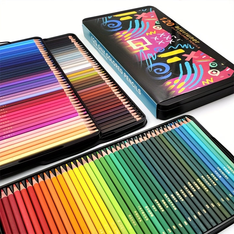 120\u002F72 Colors Square Barrels Pastel Professional Colored Pencil Oily Drawing Pencils Tin Box for Sketch Art Set Gift Supplies