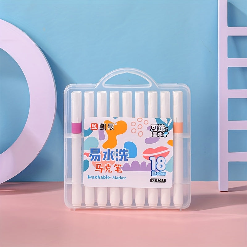 Washable Markers And Watercolor Pens Available in 12, 18, 24, Or 36 Colors, Suitable for Professional Artistic Use, Ideal for Coloring, Marking, And Drawing. They Feature Vibrant Colors, Smooth Writing, Are Favored by Students