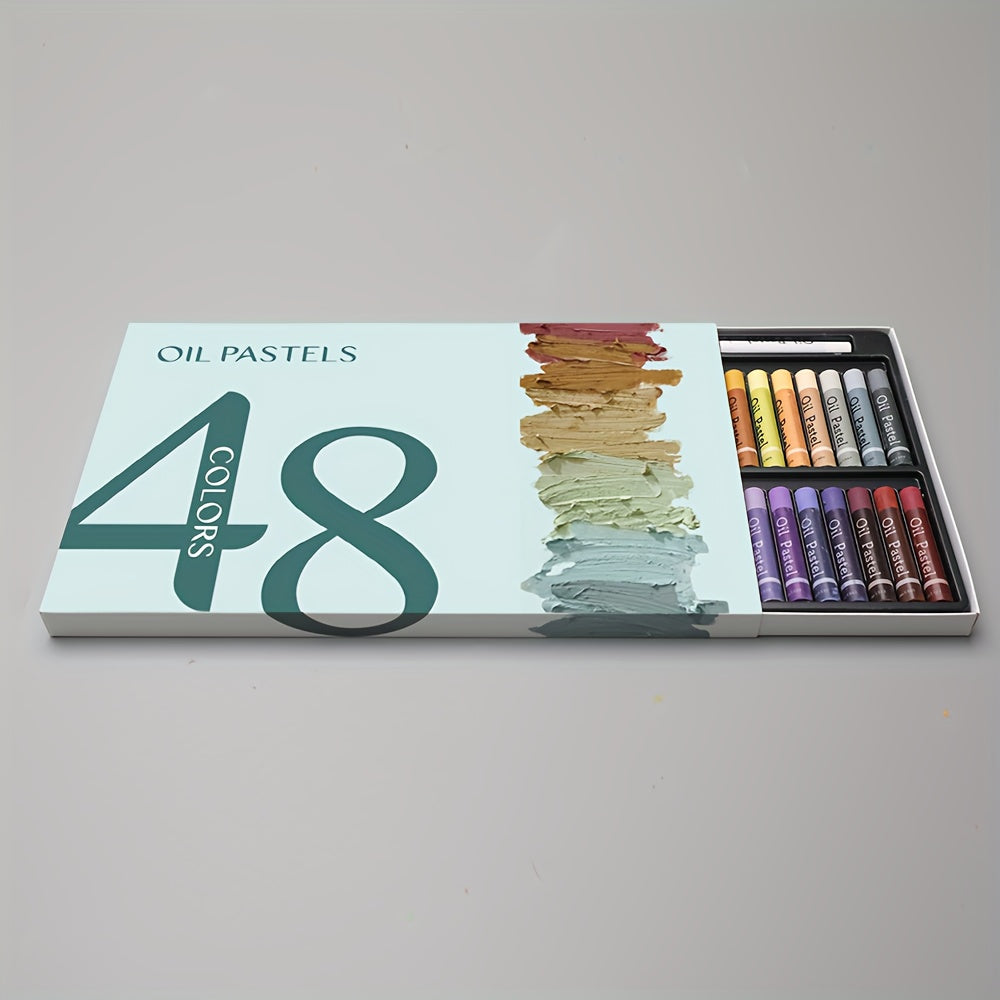 JIESO 48-Color Heavy Oil Pastels in Macaron And Morandi Color Palettes, Featuring Classic Colors, Includes 3 Sticks, Ideal for Professional for art Enthusiasts