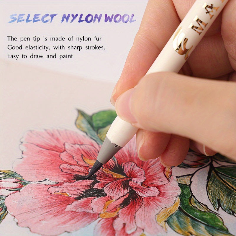 Vibrant Watercolor Brush Pen 20-Color Watercolor Brush Pen Set | Soft Nylon Tip, Blendable & Vibrant, for Artists & Sketching + 6 Fine Liner Pens - Water-Based, Portable, Quick-Drying