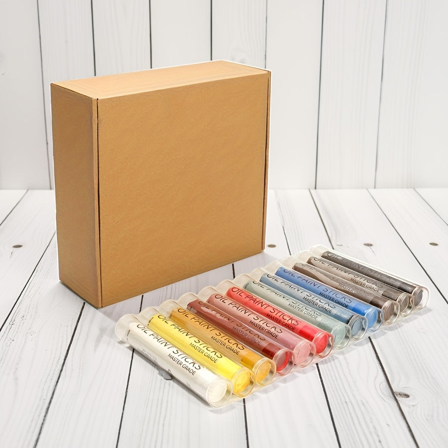 This JIESO Oil Pastel Set, a Super Large Colored Oil Crayon Kit (12pcs), Features Artist-Grade Oil Painting Sticks - 12 Vibrant Colors with a Soft Texture, Perfect for Filling Large Areas in Artwork