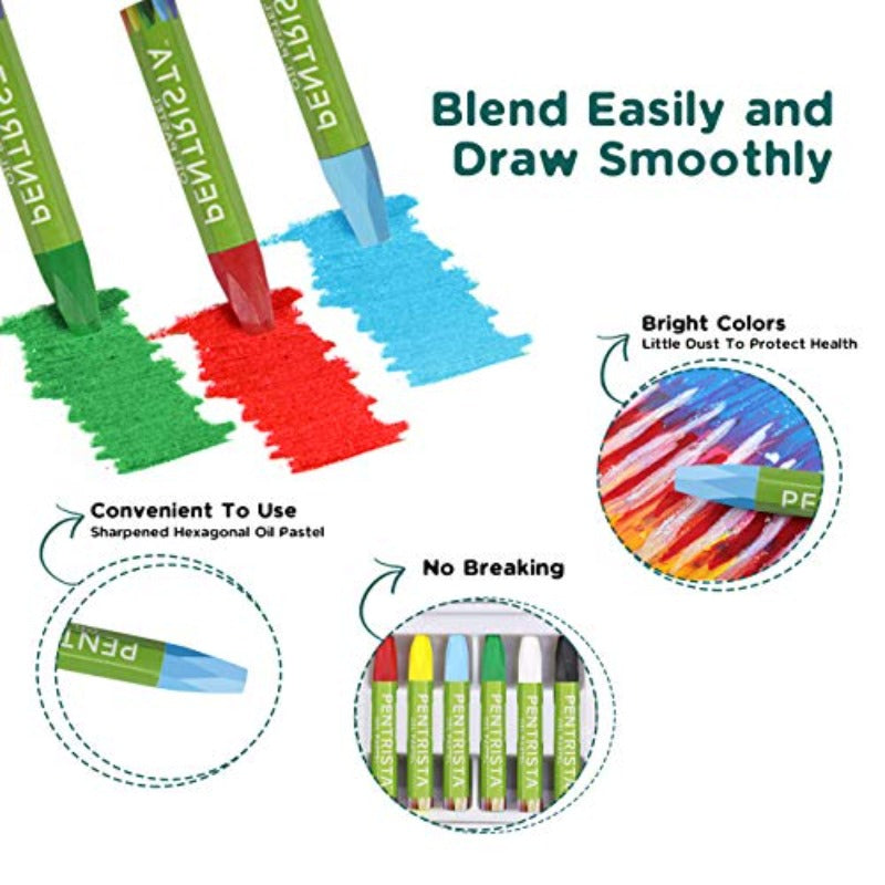48pcs Assorted Colors Non-Toxic Soft Oil Pastels | Set Includes 1 Sharpener and 1 Pastel Holder for Smooth Drawing and Blending, Ideal for Artists and Beginners Students