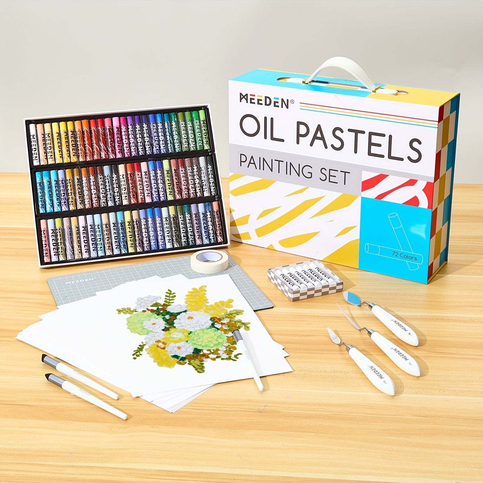 MEEDEN 72-Color Oil Pastel Set | 6 White Oil Pastels, Ultra-Soft Creamy Texture, Blendable & Pigmented for Painting, Drawing, Layering & Shading, for art Supplies for Artists & Beginners