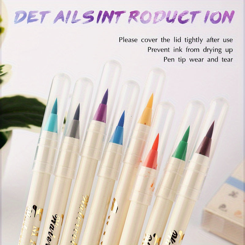 Vibrant Watercolor Brush Pen 20-Color Watercolor Brush Pen Set | Soft Nylon Tip, Blendable & Vibrant, for Artists & Sketching + 6 Fine Liner Pens - Water-Based, Portable, Quick-Drying